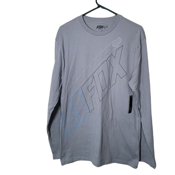 Fox Tee Shirt Gray Mens Medium Standard Fit Blue White Detail - Picture 7 of 10